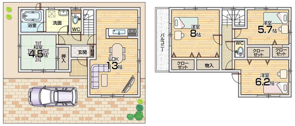 Floor plan. 23.8 million yen, 4LDK, Land area 90.05 sq m , Building area 88.28 sq m floor plan