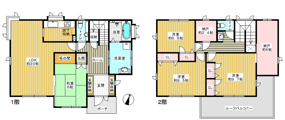 Floor plan. 64,800,000 yen, 4LDK + 2S (storeroom), Land area 233.36 sq m , Building area 151.62 sq m