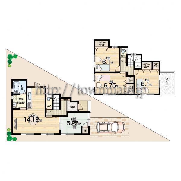 Floor plan. 22,800,000 yen, 4LDK, Land area 97.83 sq m , Building area 90.91 sq m land area 97.83 square meters building area 90.91 square meters