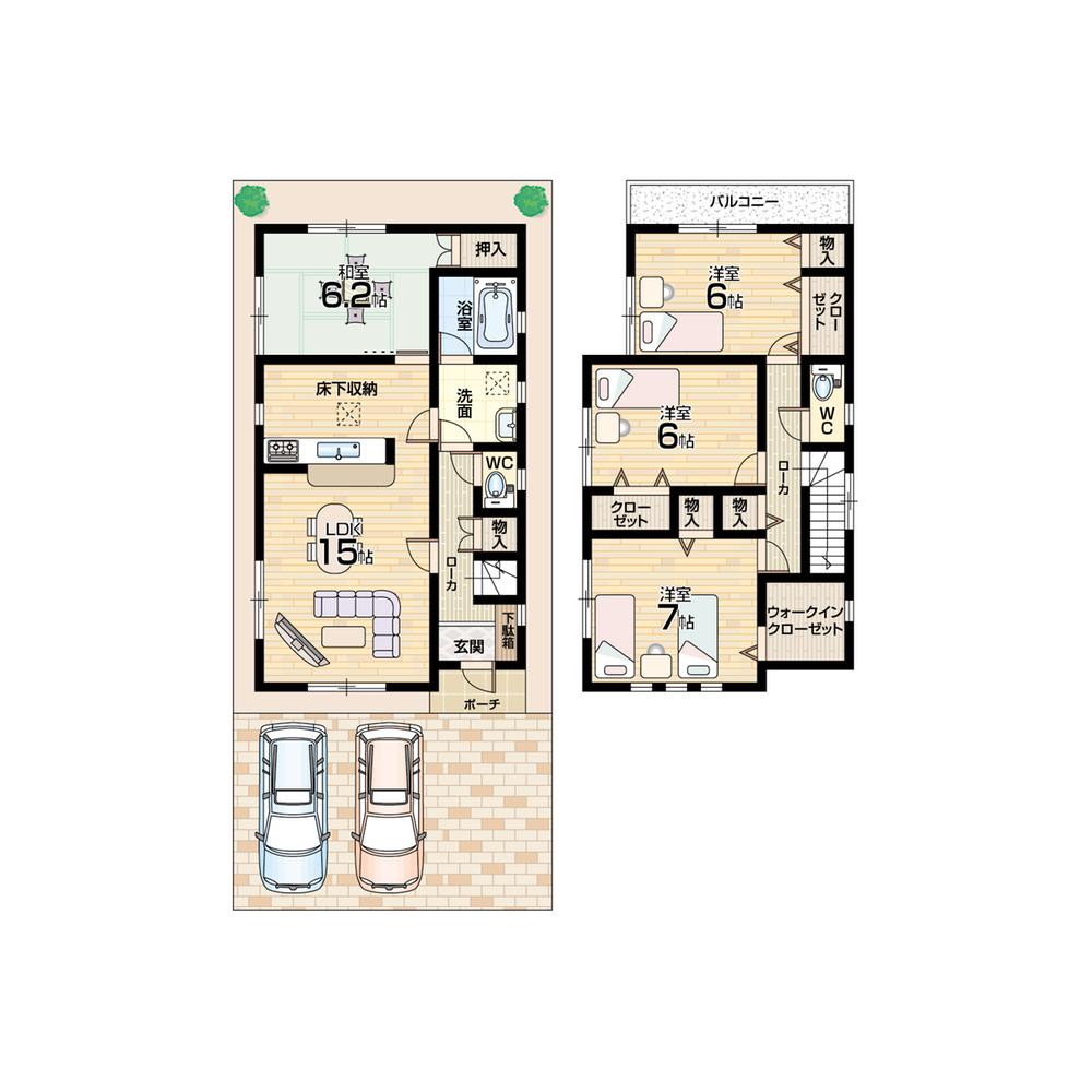 Floor plan. 25,800,000 yen, 4LDK + S (storeroom), Land area 114.79 sq m , Building area 97.6 sq m