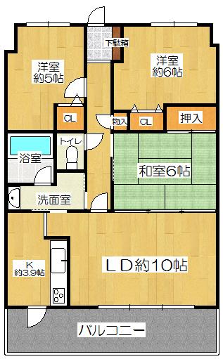 Floor plan. 3LDK, Price 17.3 million yen, Footprint 67.9 sq m , Balcony area 13.3 sq m