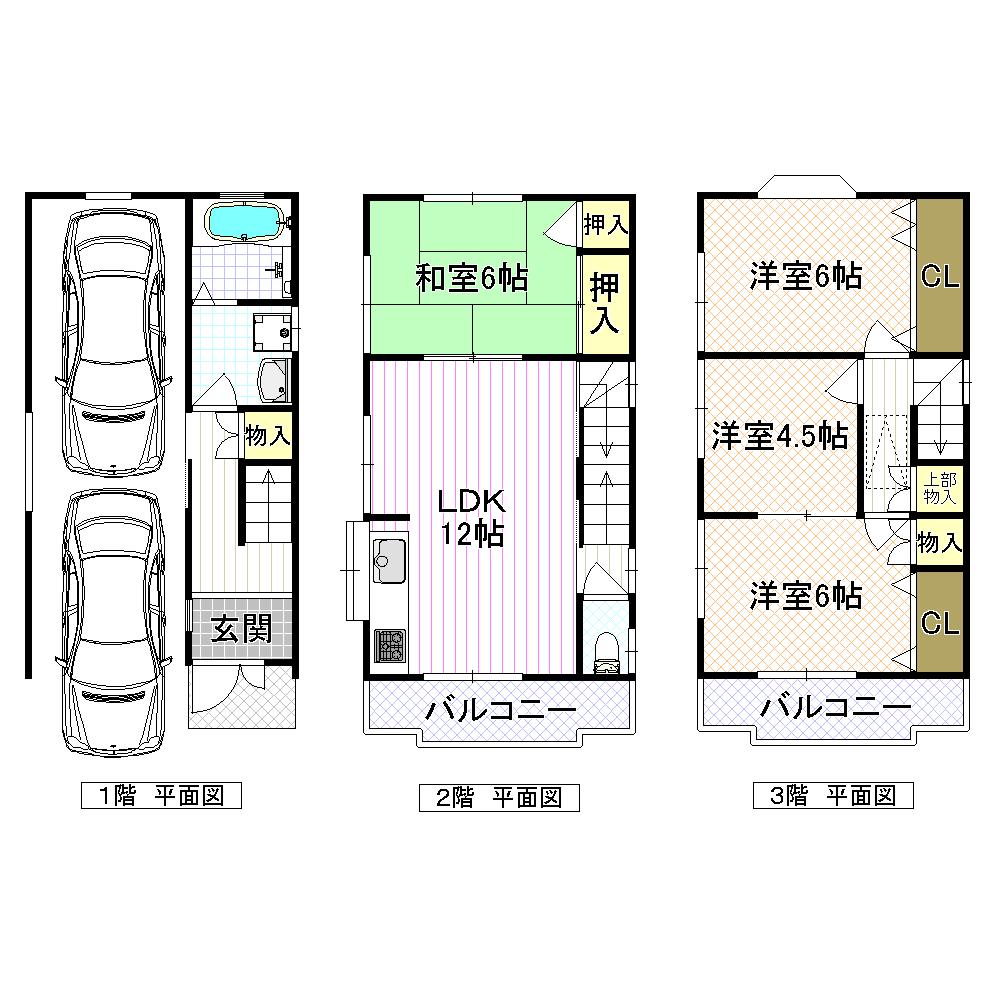 Floor plan. 18,800,000 yen, 4LDK, Land area 72.31 sq m , Building area 108 sq m land: 72.31 sq m  Building 108 sq m