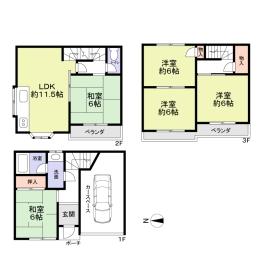 Floor plan. 10.8 million yen, 5LDK, Land area 45.87 sq m , Building area 101.11 sq m