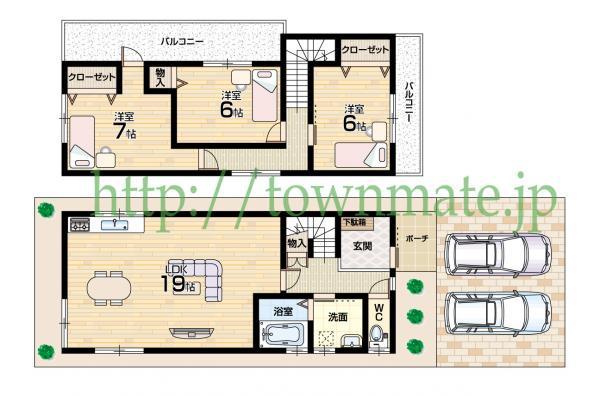 Floor plan. 24,800,000 yen, 3LDK, Land area 108.15 sq m , Building area 89.91 sq m Floor