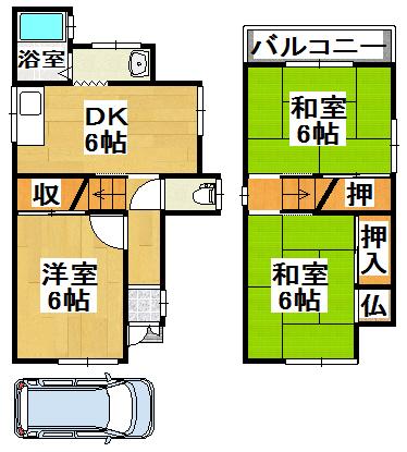 Floor plan. 5.8 million yen, 3DK, Land area 62 sq m , Building area 57.96 sq m