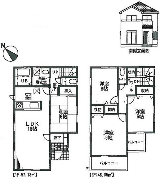 Floor plan. 34,800,000 yen, 4LDK, Land area 193.43 sq m , Building area 105.98 sq m