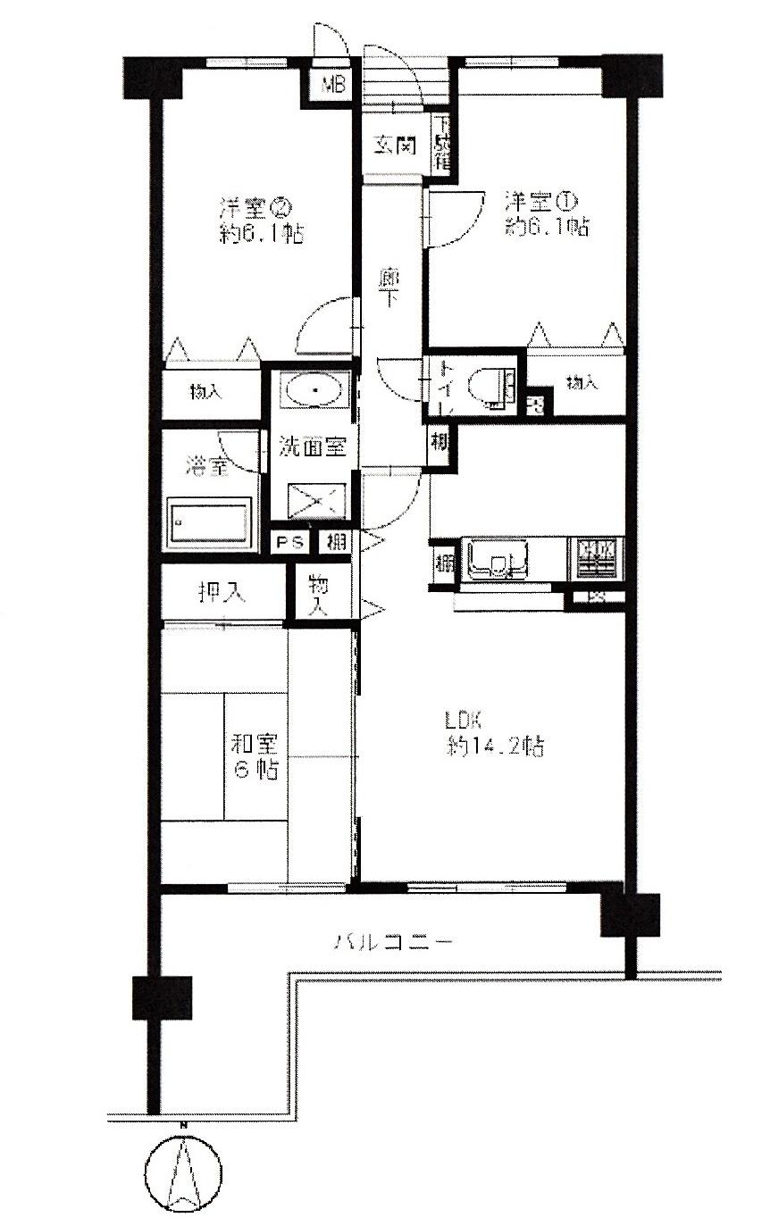 Floor plan. 3LDK, Price 16,980,000 yen, Occupied area 71.76 sq m , Balcony area 12.79 sq m   ☆ A beautiful try and in all rooms renovated ☆   To