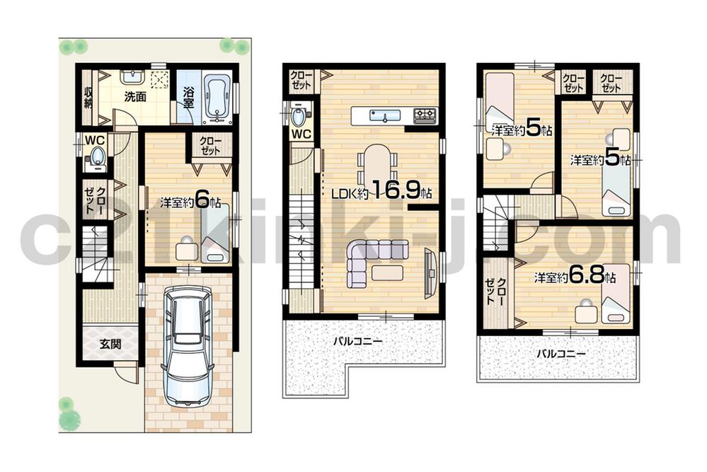 Floor plan. 25,800,000 yen, 4LDK, Land area 62.94 sq m , Building area 109.06 sq m floor plan 3-story 4LDK!