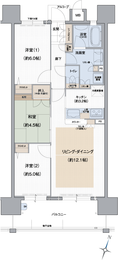 Floor: 3LDK, occupied area: 67.68 sq m, price: 32 million yen
