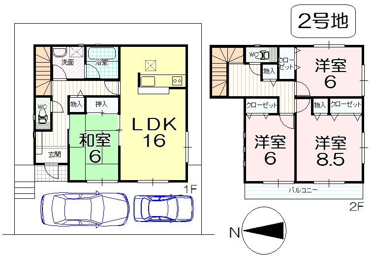 Floor plan. (No. 2 locations), Price 28,900,000 yen, 4LDK, Land area 132.41 sq m , Building area 106.11 sq m