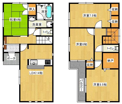 Floor plan. 25,800,000 yen, 4LDK, Land area 110.82 sq m , Building area 98.01 sq m