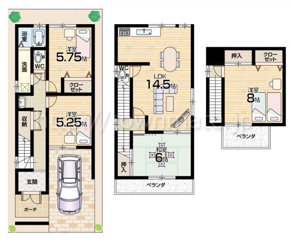 Floor plan. 15.3 million yen, 4LDK, Land area 66.49 sq m , Building area 98.01 sq m Floor