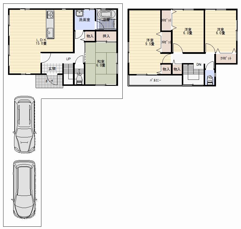 Floor plan. (No. 2 locations), Price 23.8 million yen, 4LDK, Land area 124.51 sq m , Building area 101.25 sq m