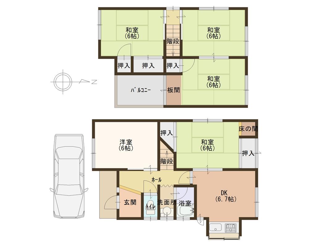 Floor plan. 10.8 million yen, 5DK, Land area 104.69 sq m , Building area 76.78 sq m