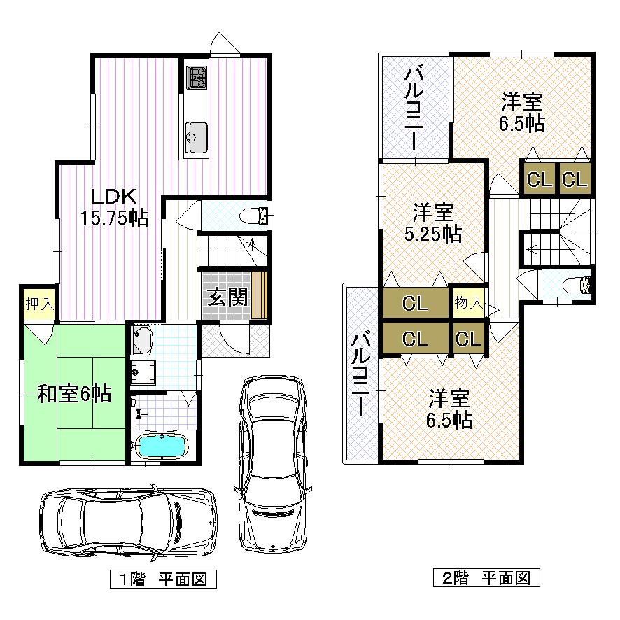 Floor plan. (No. 2 locations), Price 30,800,000 yen, 4LDK, Land area 127.77 sq m , Building area 94.77 sq m