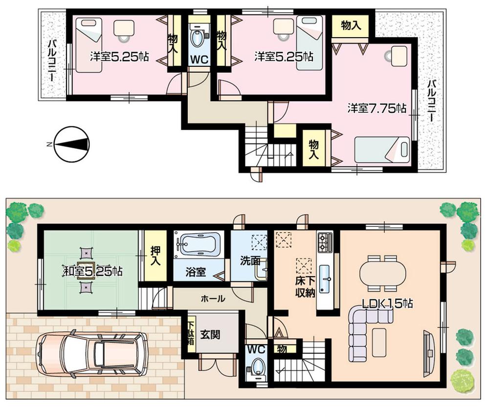Floor plan. (1 Building), Price 26,800,000 yen, 4LDK, Land area 97.75 sq m , Building area 94.39 sq m