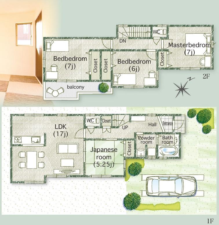 Floor plan. (Building 2), Price 36,800,000 yen, 4LDK, Land area 122.22 sq m , Building area 104.53 sq m