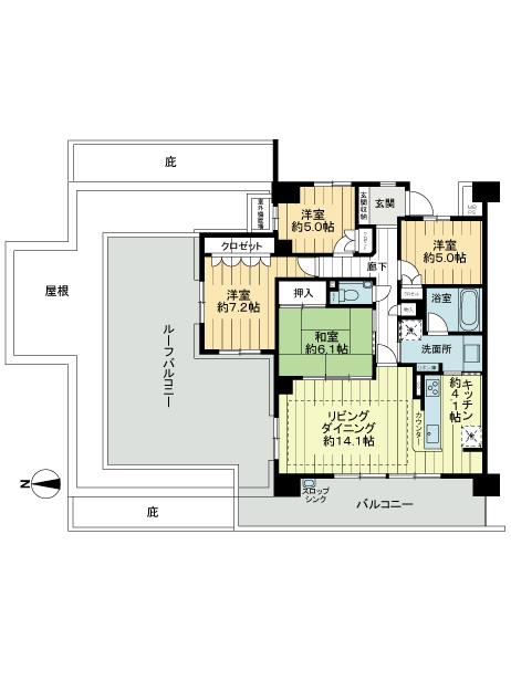 Floor plan. 4LDK, Price 38,500,000 yen, Occupied area 94.68 sq m , Balcony area 12 sq m