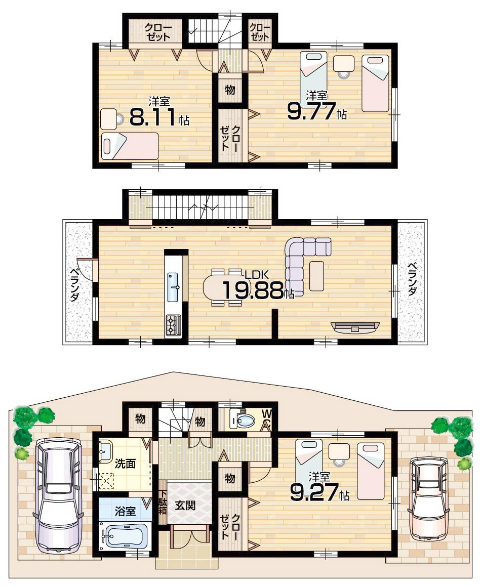 Floor plan. 19,800,000 yen, 3LDK, Land area 77.74 sq m , Building area 109.5 sq m floor plan