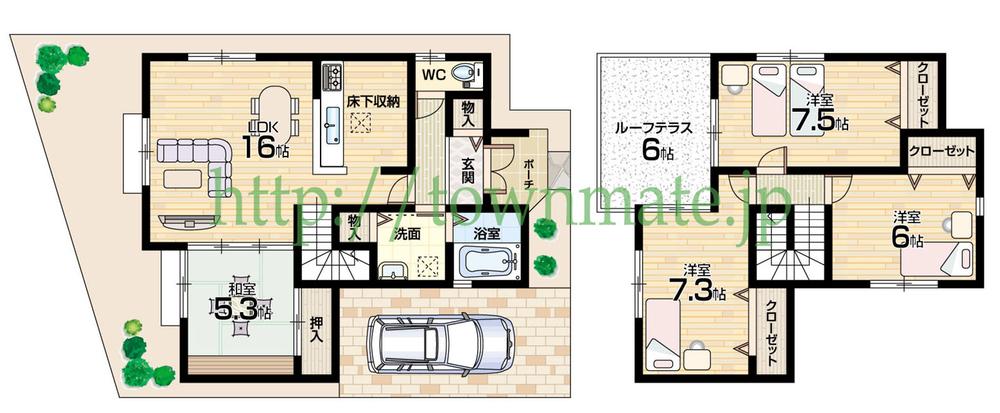 Floor plan. 32,800,000 yen, 4LDK, Land area 130.59 sq m , Building area 98.67 sq m Floor