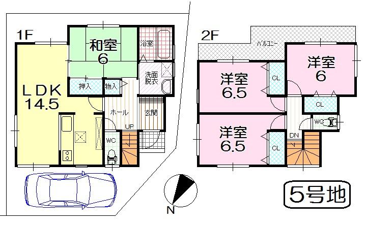 Floor plan. (No. 5 locations), Price 23.8 million yen, 4LDK, Land area 90 sq m , Building area 93.96 sq m