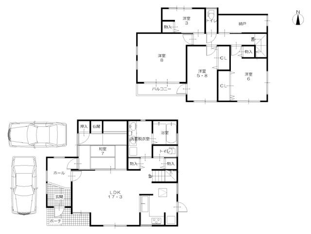 Floor plan. 36,800,000 yen, 5LDK + S (storeroom), Land area 133.22 sq m , Building area 123.17 sq m