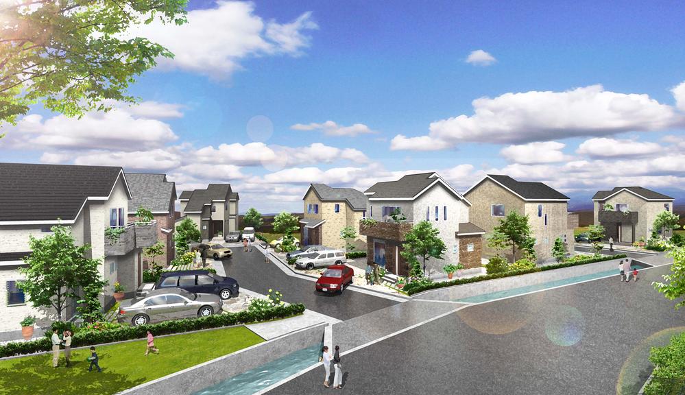 Cityscape Rendering. A quiet street of the first kind low-rise exclusive residential area ■ Living environment that dream of living is spread