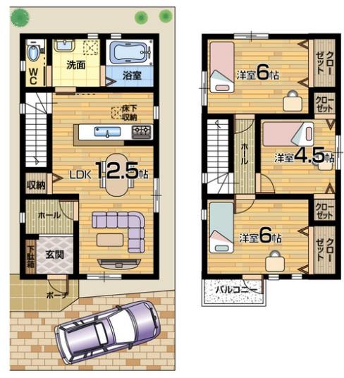 Floor plan. 16.8 million yen, 3LDK, Land area 64.18 sq m , Building area 74.52 sq m floor plan