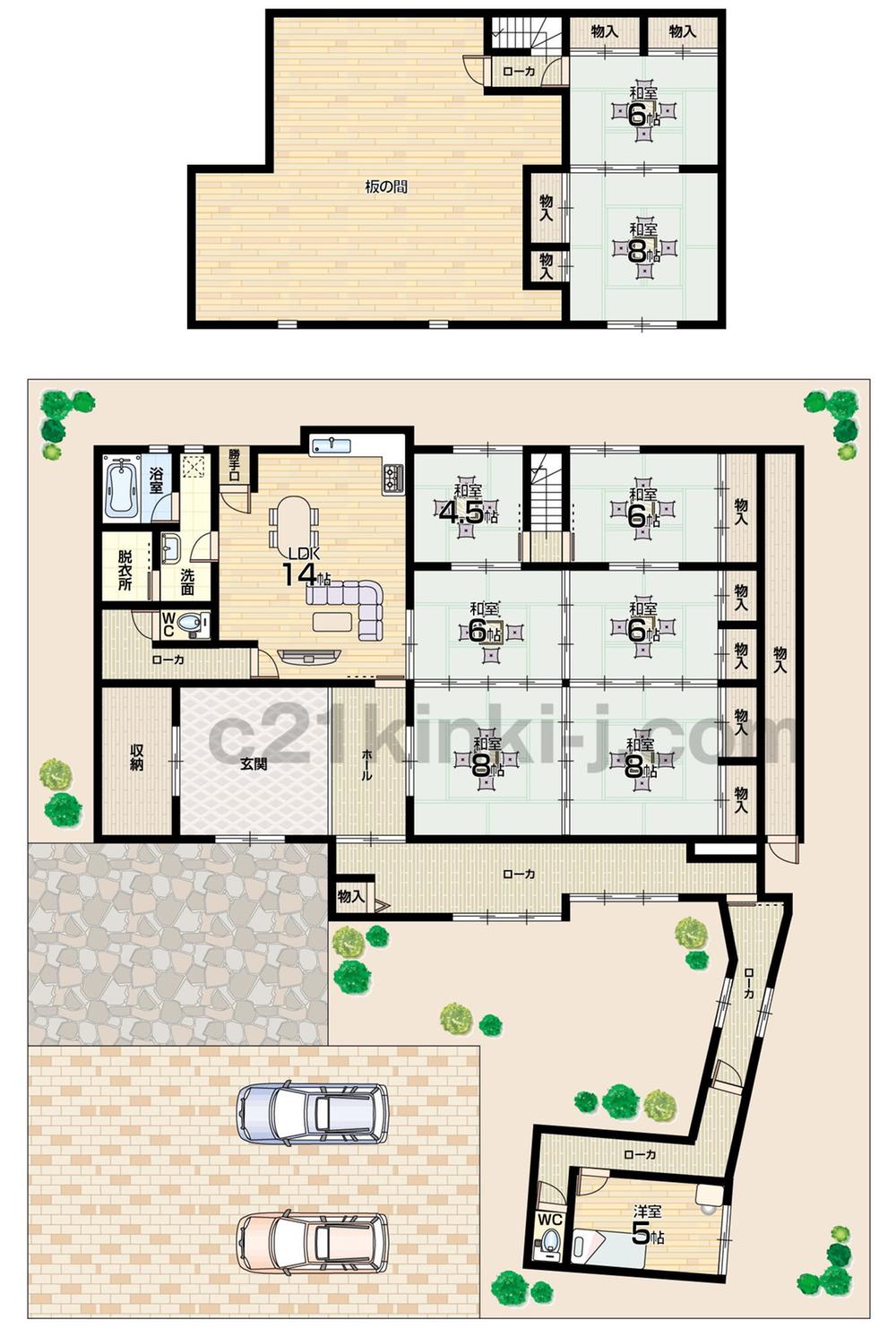 Floor plan. 34,800,000 yen, 8LDK, Land area 443.86 sq m , Building area 331.94 sq m