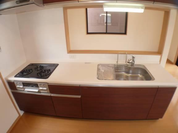 Kitchen. It is a large sink. Water purifier water washing Curran with integrated shower.