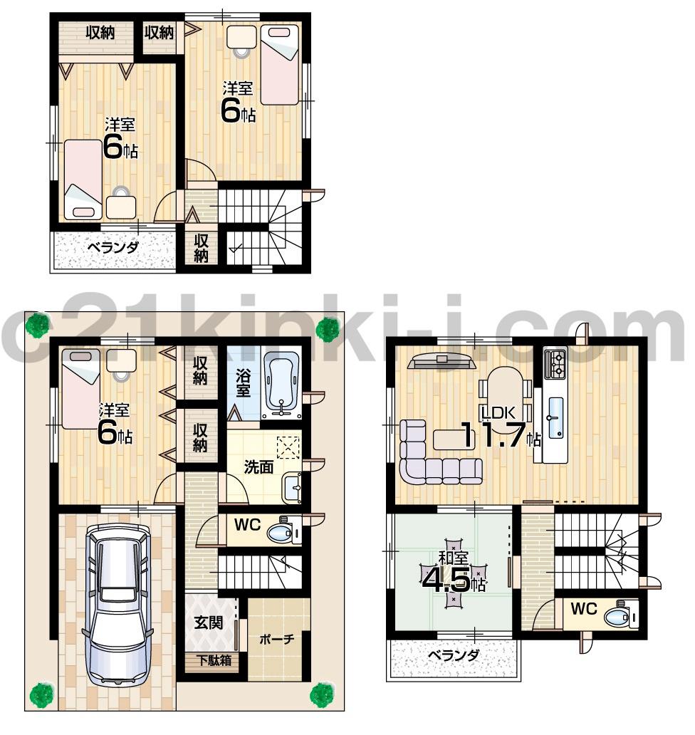Floor plan. 21,800,000 yen, 4LDK, Land area 63.67 sq m , Building area 89.42 sq m