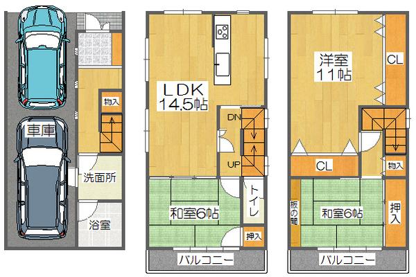 Floor plan. 13,900,000 yen, 3LDK, Land area 54.97 sq m , Building area 114.62 sq m