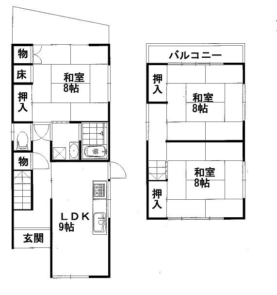 Floor plan. 7.8 million yen, 3LDK, Land area 75.44 sq m , Building area 78.57 sq m