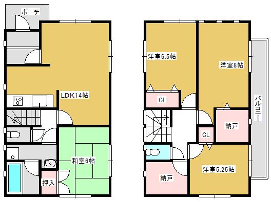 Floor plan. 21.5 million yen, 4LDK, Land area 100.5 sq m , Building area 95.98 sq m