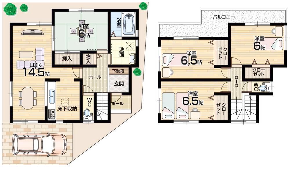 Floor plan. 23.8 million yen, 4LDK, Land area 90 sq m , Building area 93.96 sq m 5 No. place