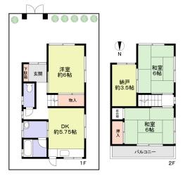 Floor plan. 8 million yen, 3DK + S (storeroom), Land area 67.63 sq m , Building area 63.76 sq m