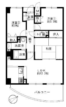 Floor plan. 3LDK, Price 17,980,000 yen, Occupied area 66.04 sq m , Balcony area 8.22 sq m floor plan Makino Station 5-minute walk!