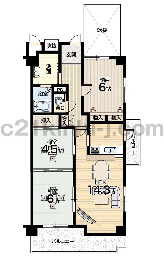 Floor plan. 3LDK, Price 11 million yen, Occupied area 69.99 sq m , Balcony area 10.81 sq m floor plan