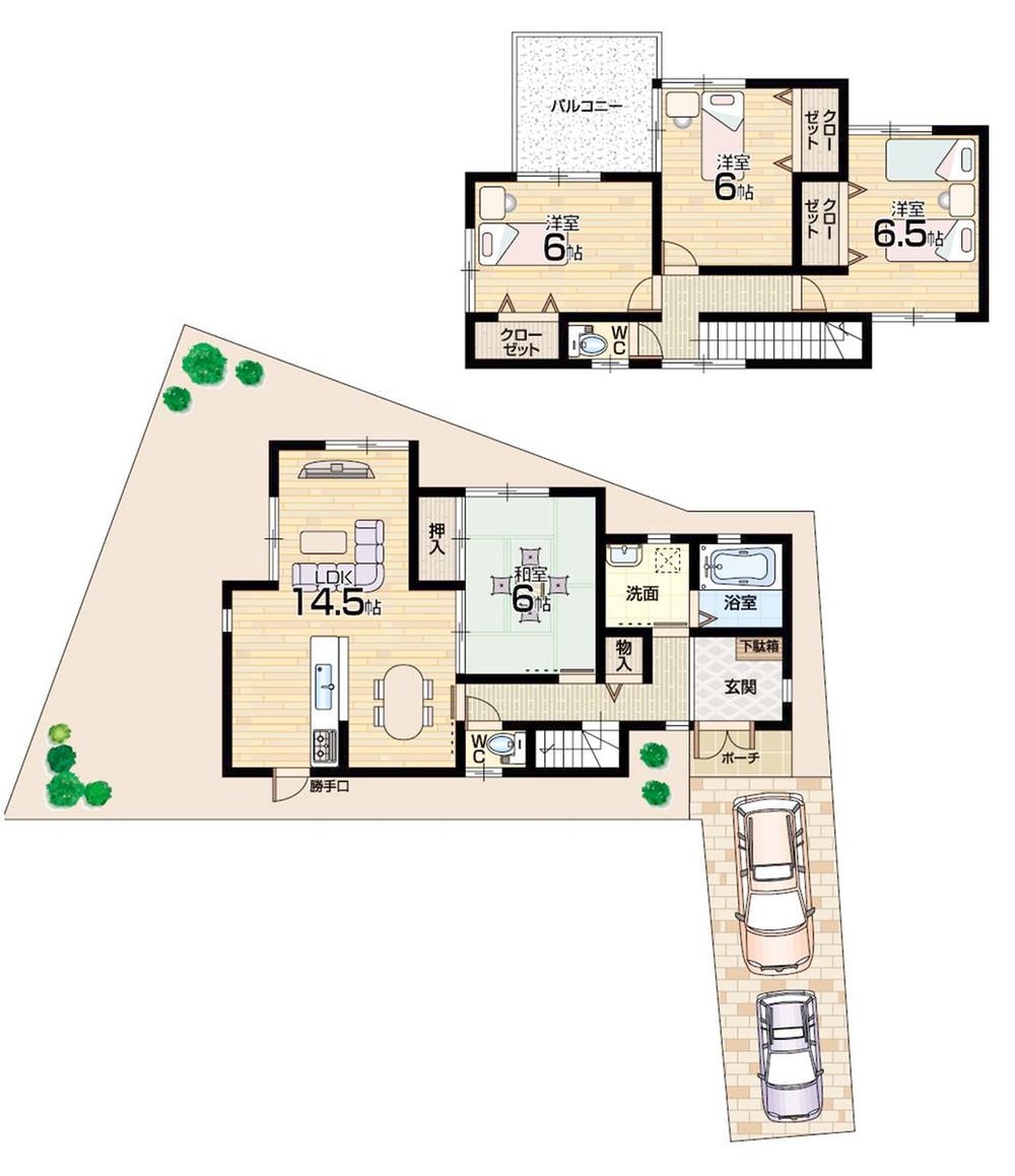 Floor plan. 29,800,000 yen, 4LDK, Land area 159.01 sq m , Building area 95.58 sq m 3 No. land