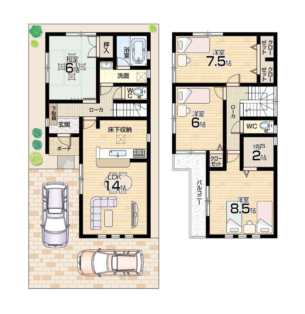 Floor plan. 25,800,000 yen, 4LDK + S (storeroom), Land area 106.56 sq m , Building area 96.79 sq m