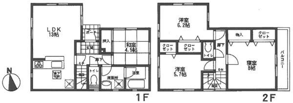 Floor plan. 23.8 million yen, 4LDK, Land area 90.05 sq m , Building area 88.28 sq m