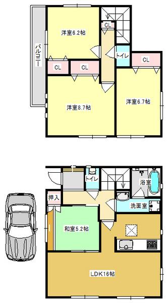 Floor plan. 21,800,000 yen, 4LDK, Land area 109.19 sq m , Building area 97.19 sq m