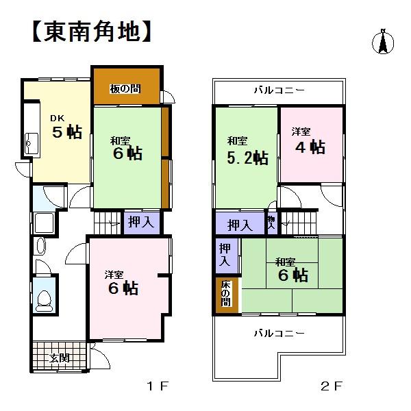Floor plan. 6,980,000 yen, 5DK, Land area 62.16 sq m , Building area 77.41 sq m