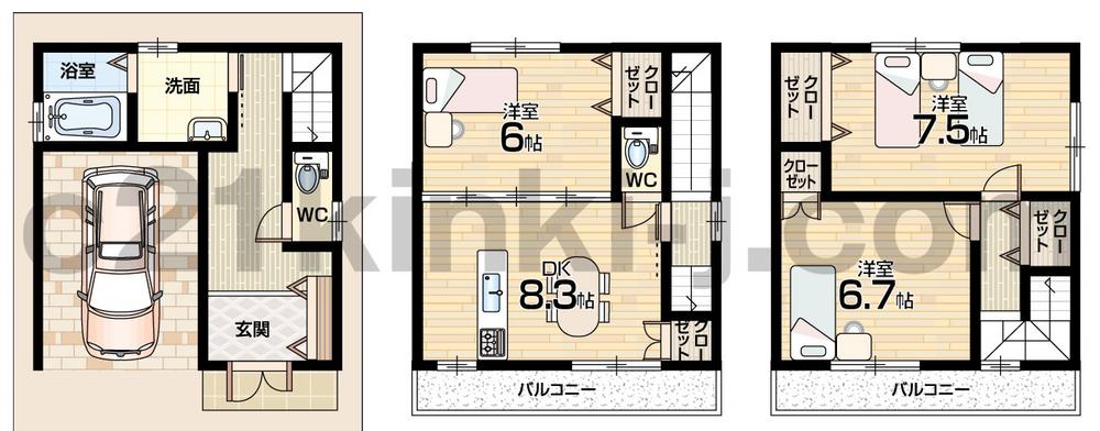 Floor plan. 21,800,000 yen, 2LDK, Land area 51.64 sq m , Building area 92.82 sq m