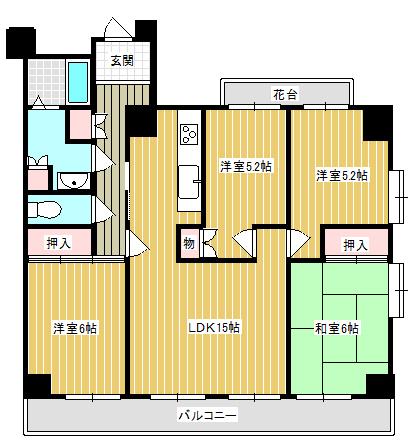 Floor plan. 4LDK, Price 13.8 million yen, Footprint 87.4 sq m , Balcony area 12.44 sq m