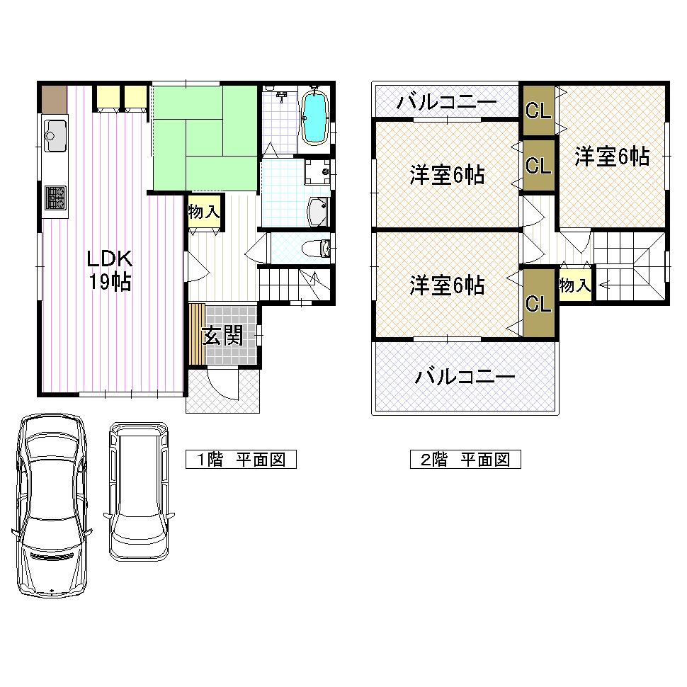 Compartment view + building plan example. Building plan example, Land price 14.3 million yen, Land area 118.45 sq m , Building price 12.5 million yen, Building area 89.26 sq m land: 14.3 million yen Buildings: 12.5 million yen