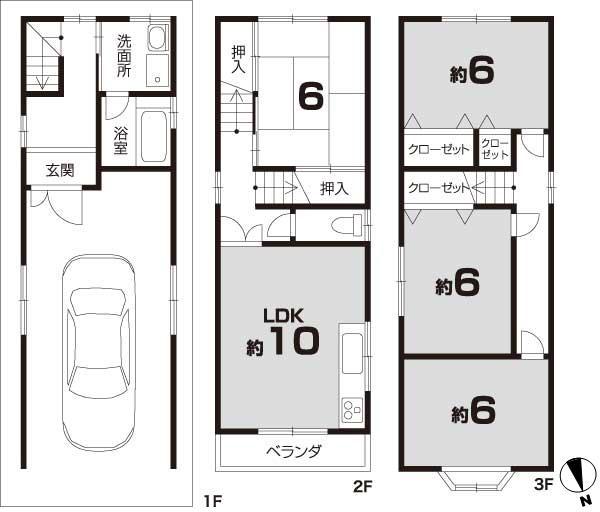 Floor plan. 9.5 million yen, 4LDK, Land area 51.55 sq m , Building area 108 sq m