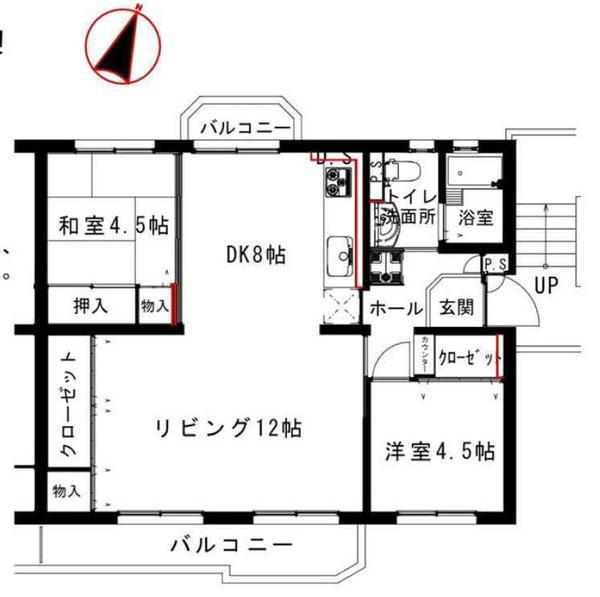 Floor plan. 2LDK, Price 8.5 million yen, Footprint 69.9 sq m , Balcony area 9.79 sq m