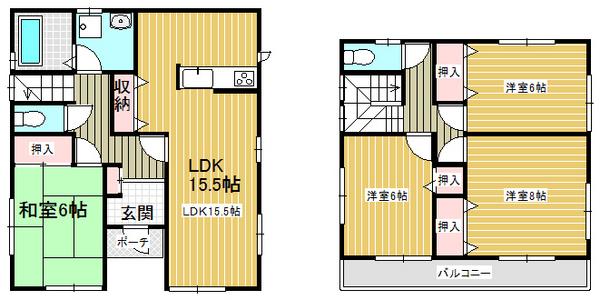Floor plan. 33,800,000 yen, 4LDK, Land area 142.96 sq m , Building area 102.68 sq m