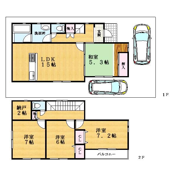 Floor plan. (No. 2 locations), Price 27,900,000 yen, 4LDK+S, Land area 100.01 sq m , Building area 97.19 sq m